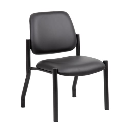 Boss Mid Back Armless Guest Chair, 300lb Capacity, Black Antimicrobial Vinyl